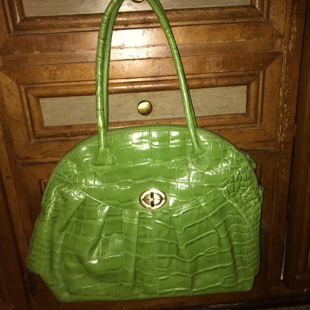 Michael Rome Italian leather croc handbag new